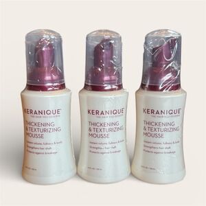 Keranique Thickening Texturizing Mousse Hair Care Fullness Body 3.4 oz Pack of 3
